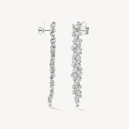 Starlight Diamond Drop Earrings, 18K White Gold, large