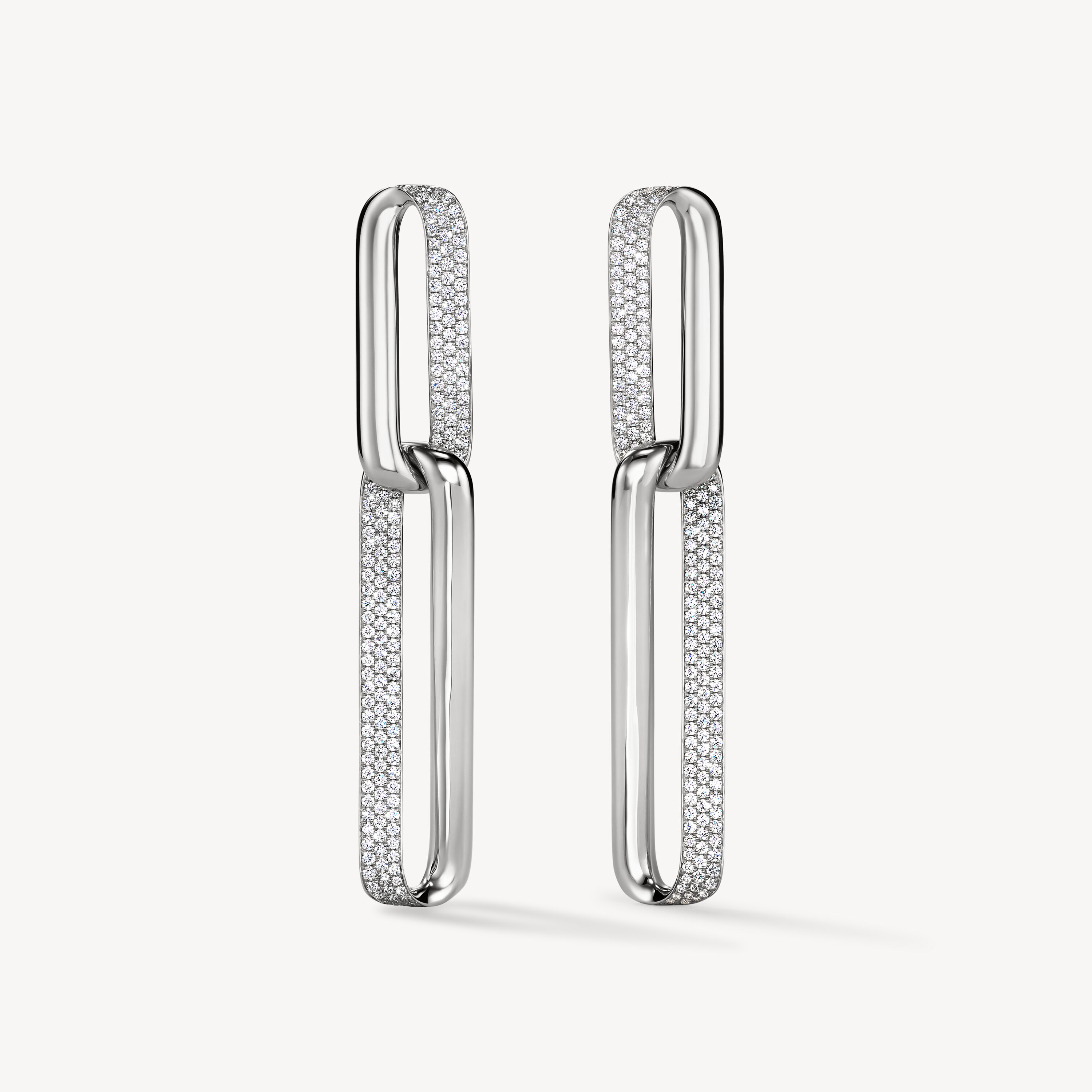INSIDE/OUT Diamond Link Earrings, Large, 18K White Gold, large