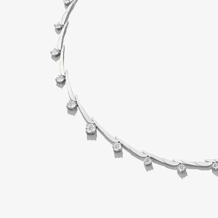 VELA Crossover Necklace, 18K White Gold, large