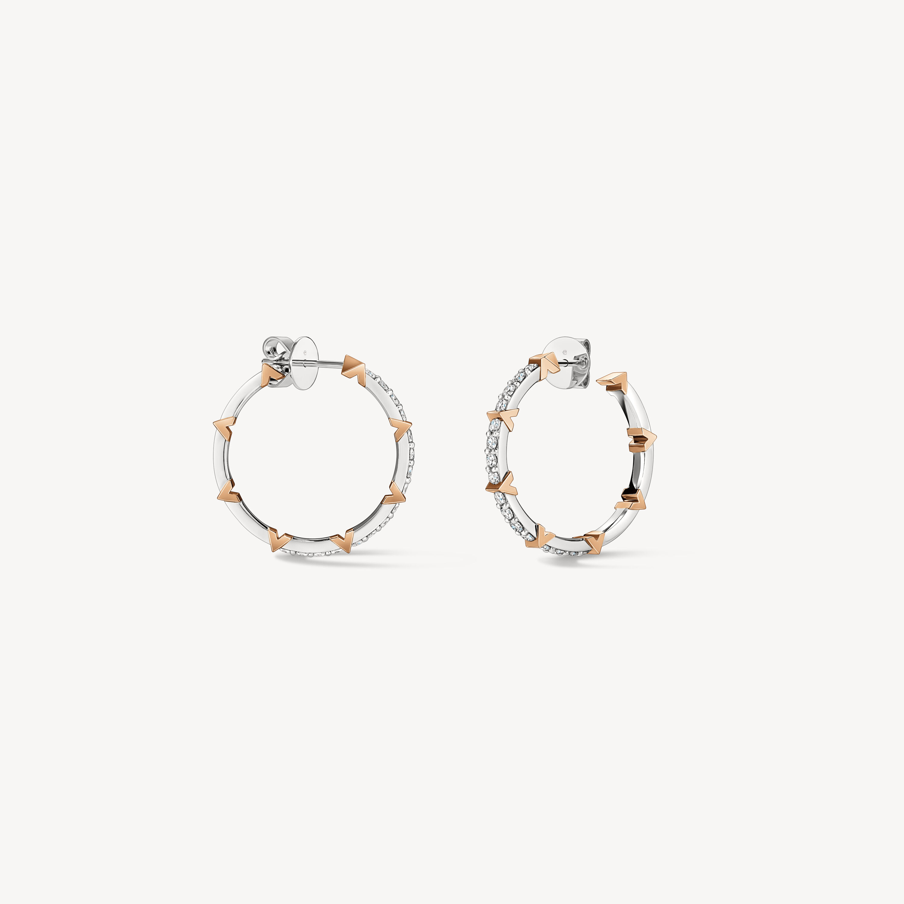Copley Pav&eacute; Diamond Hoop Earrings, Medium, 18K White Gold & Rose Gold, large