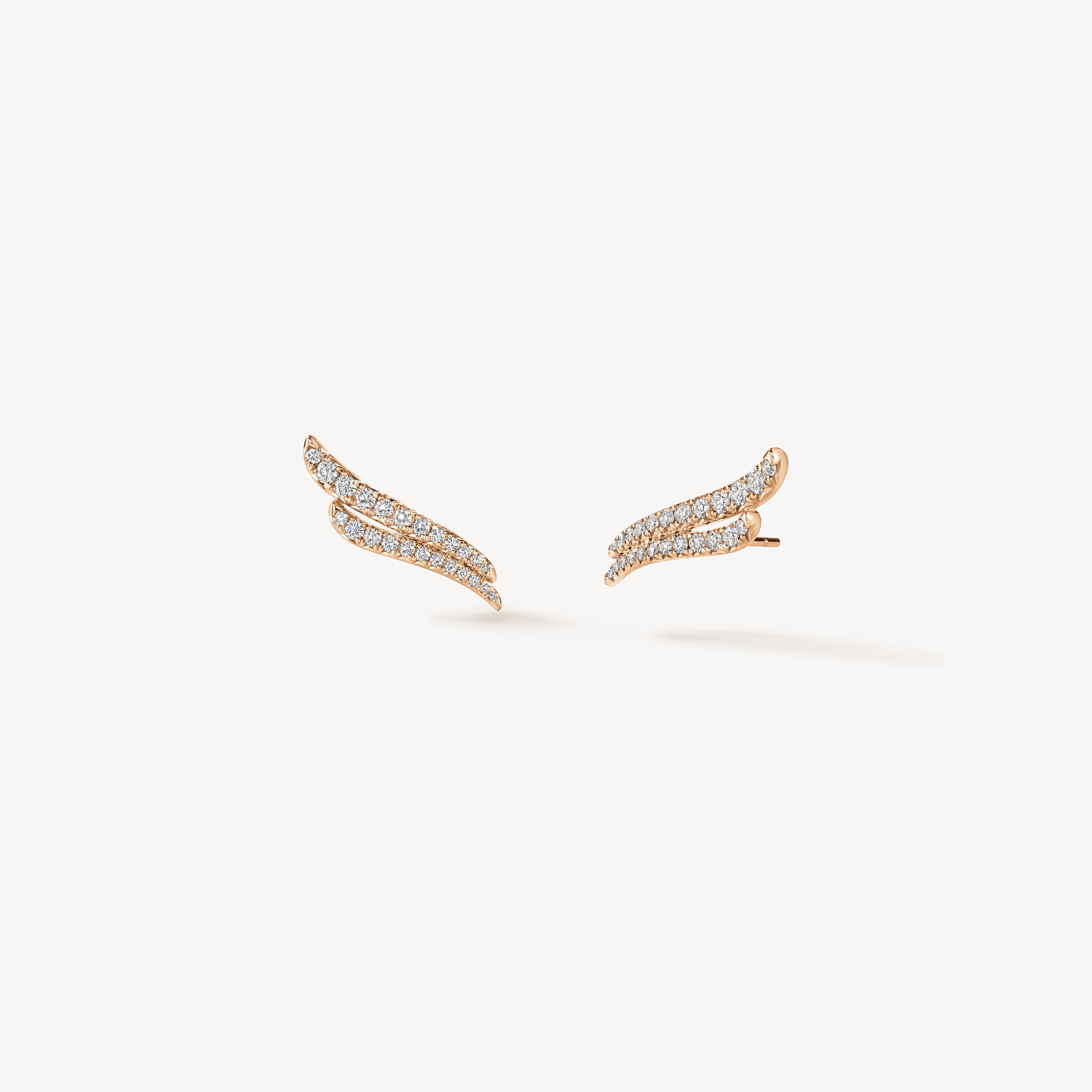 VELA French Cut Pav&eacute; Double Row Diamond Climber Earrings , 18K Rose Gold, large