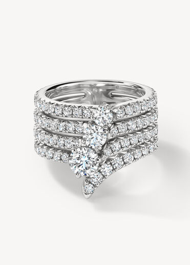 VELA French Cut Pavé Diamond Cocktail Ring, 18K White Gold VELA French Cut Pavé Diamond Cocktail Ring, 18K White Gold, large