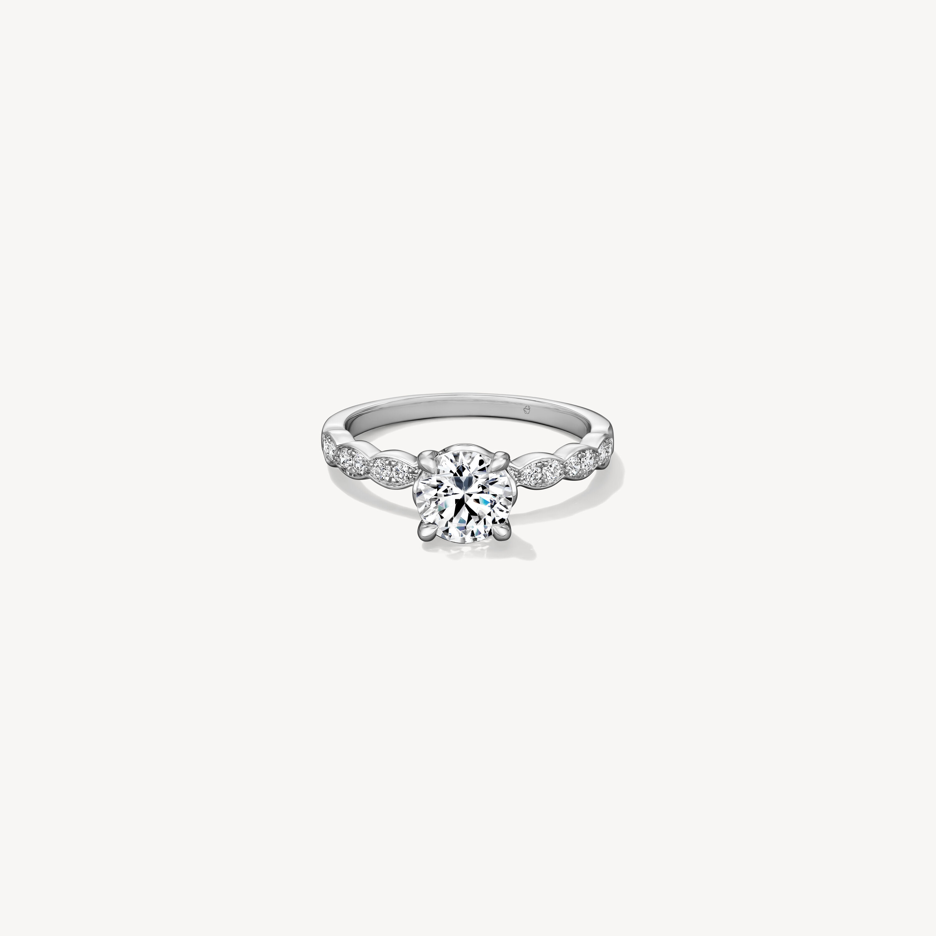 Lorelei Floral Engagement Ring with Diamond Band, Platinum, large