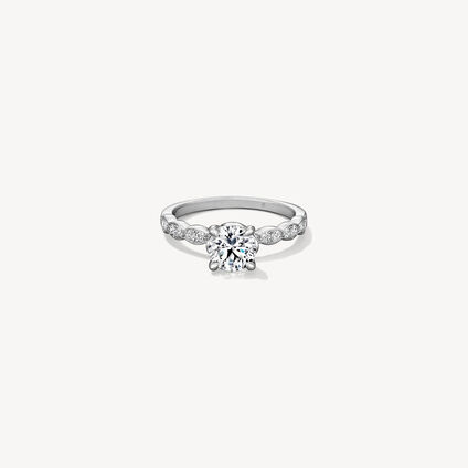 Lorelei Floral Engagement Ring with Diamond Band, Platinum, large