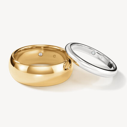 Half Round Comfort Fit Band, 18K White Gold, large