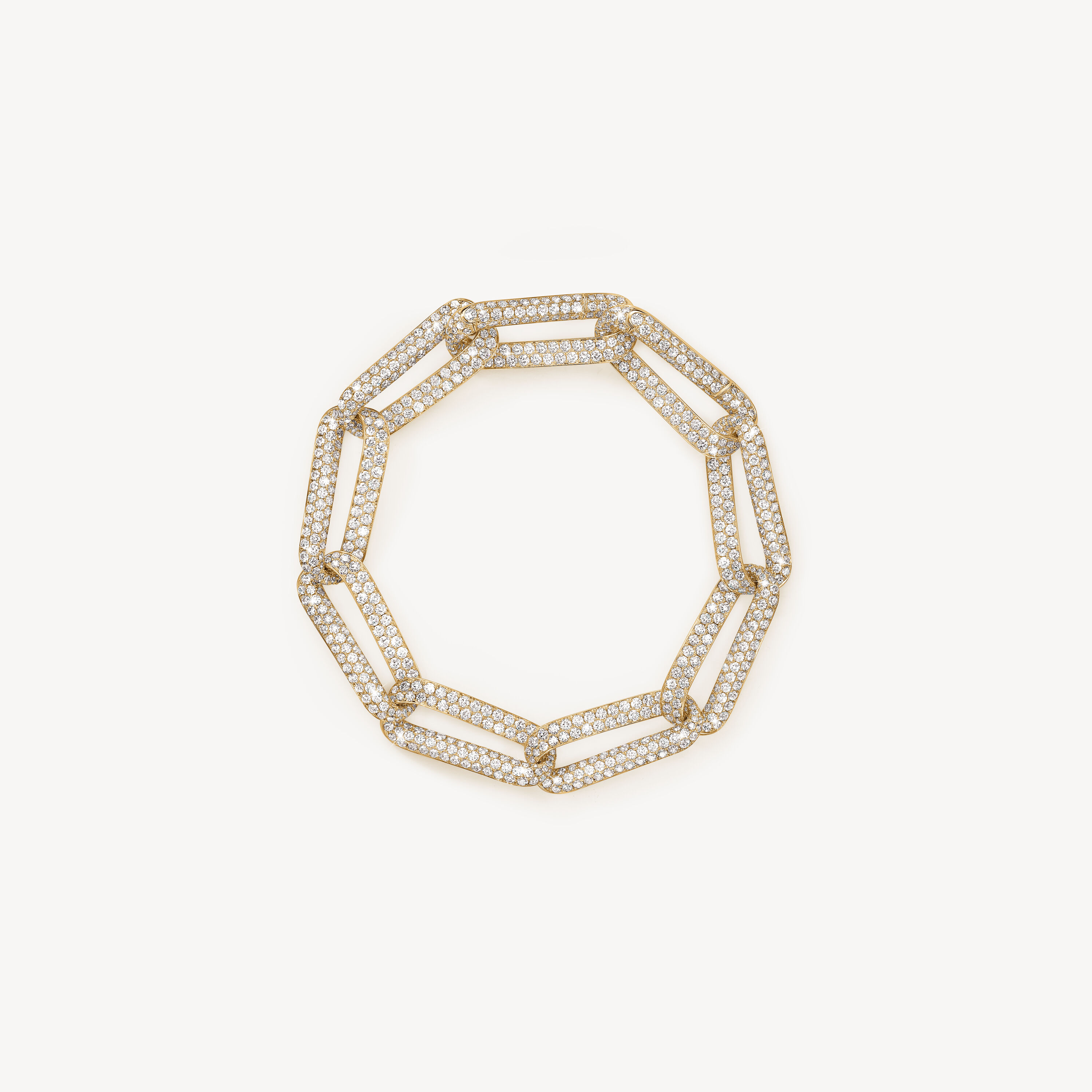 INSIDE/OUT Pav&eacute; Link Bracelet, 18K Yellow Gold, large