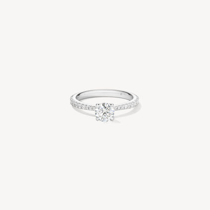 VELA Solitatire Ring With Diamond Band, Platinum, large