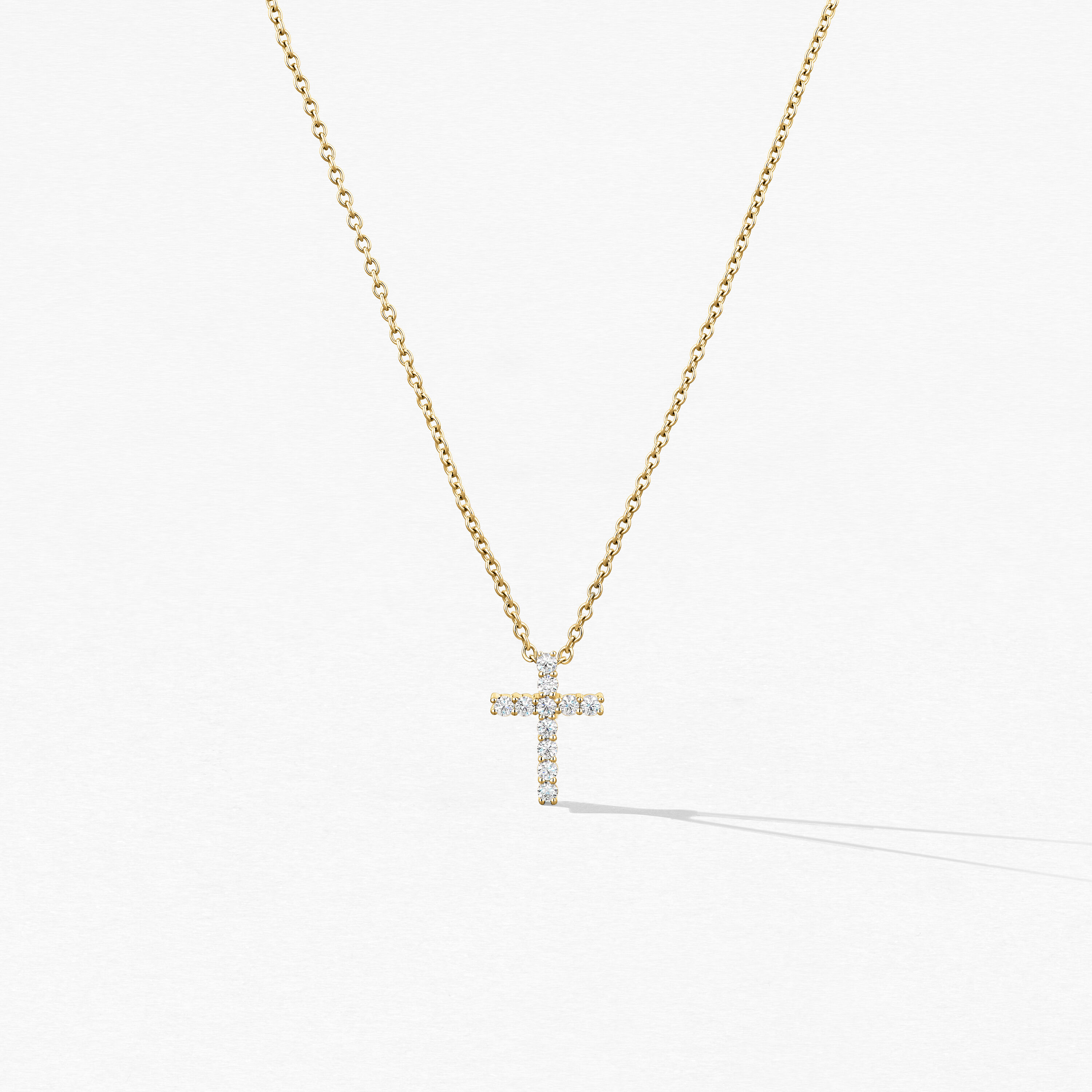 Whimsical Cross Pendant Necklace, 18K Yellow Gold, large