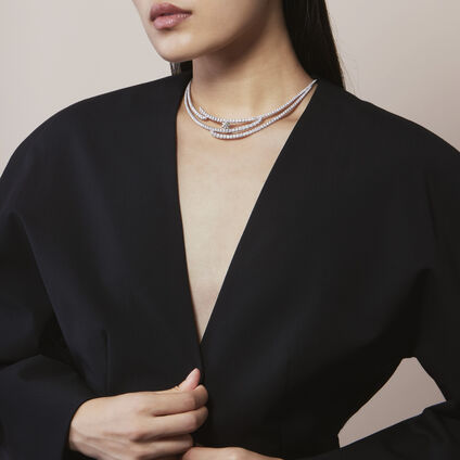 VELA French Cut Pav&eacute; Collar, 18K White Gold, large
