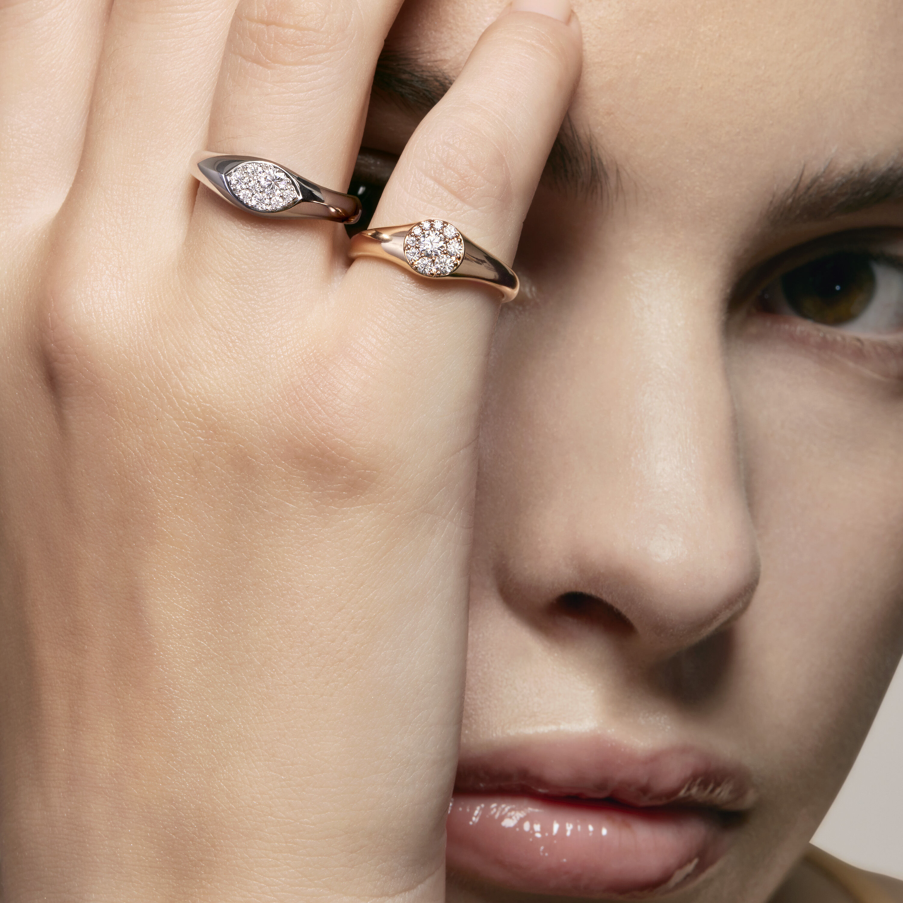 Tessa Navette Signet Ring, 18K Rose Gold, large