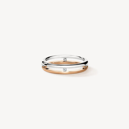 Love Floating Diamond Wedding Band, 18K Rose Gold w/Platinum, large