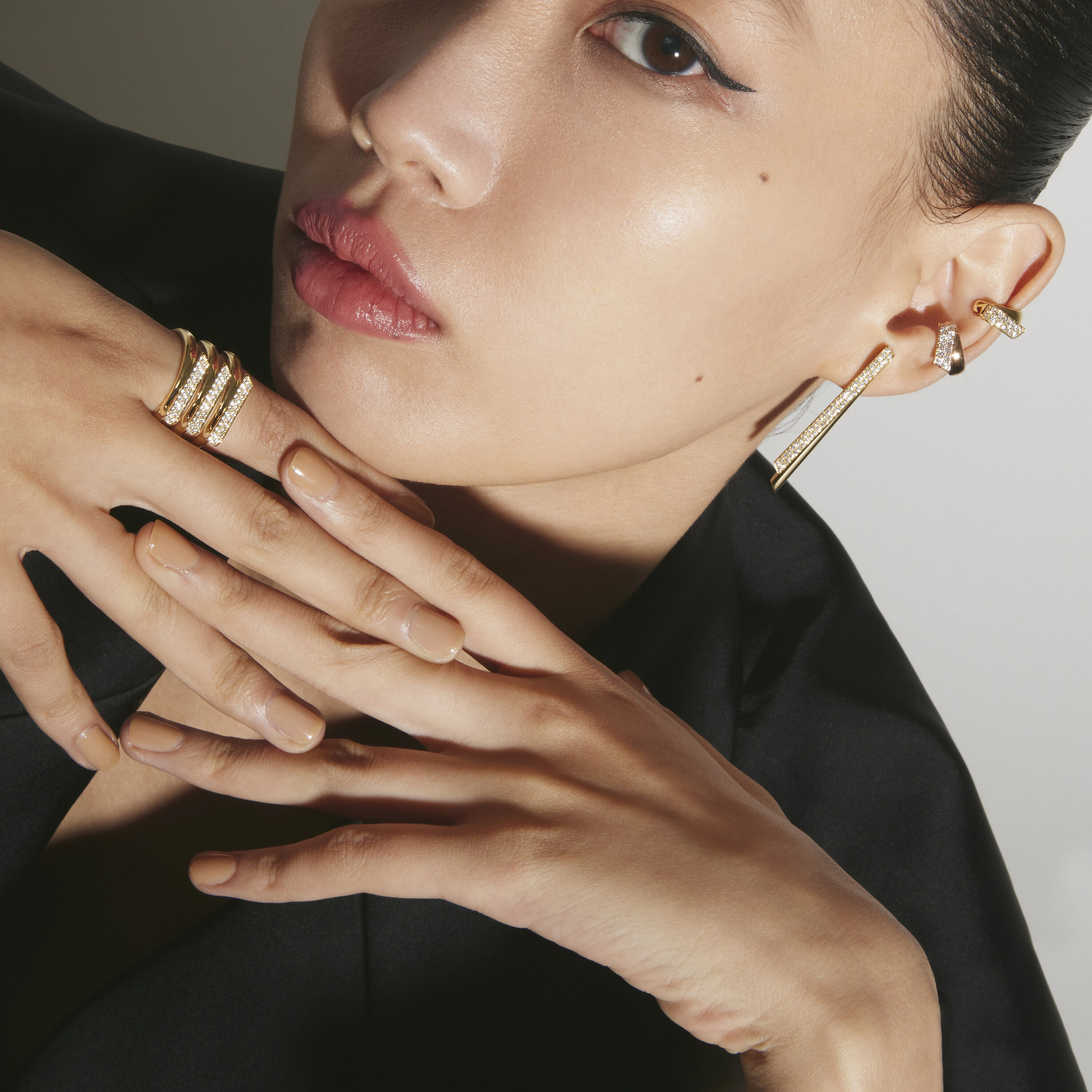 INSIDE/OUT Diamond Trio Band, 18K Rose Gold, large