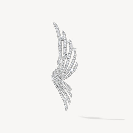 VELA French Cut Pav&eacute; Convertible Brooch, 18K White Gold, large