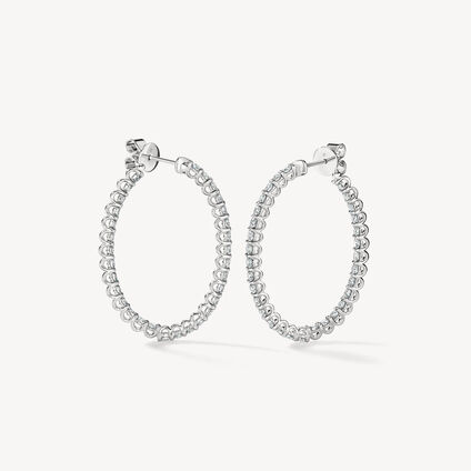 Signature Oval Hoop - Large, 18K White Gold, large