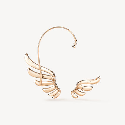 VELA French Cut Pav&eacute; Diamond Asymmetrical Climber Earrings , 18K Rose Gold, large