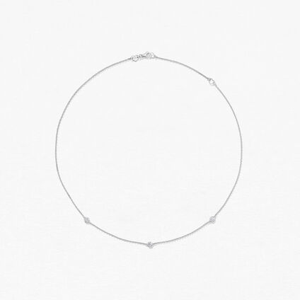 Signature Bezels By The Yard 3 Stone, 18K White Gold, large