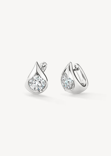 LU Droplet Huggies, 18K White Gold LU Droplet Huggies, 18K White Gold, large