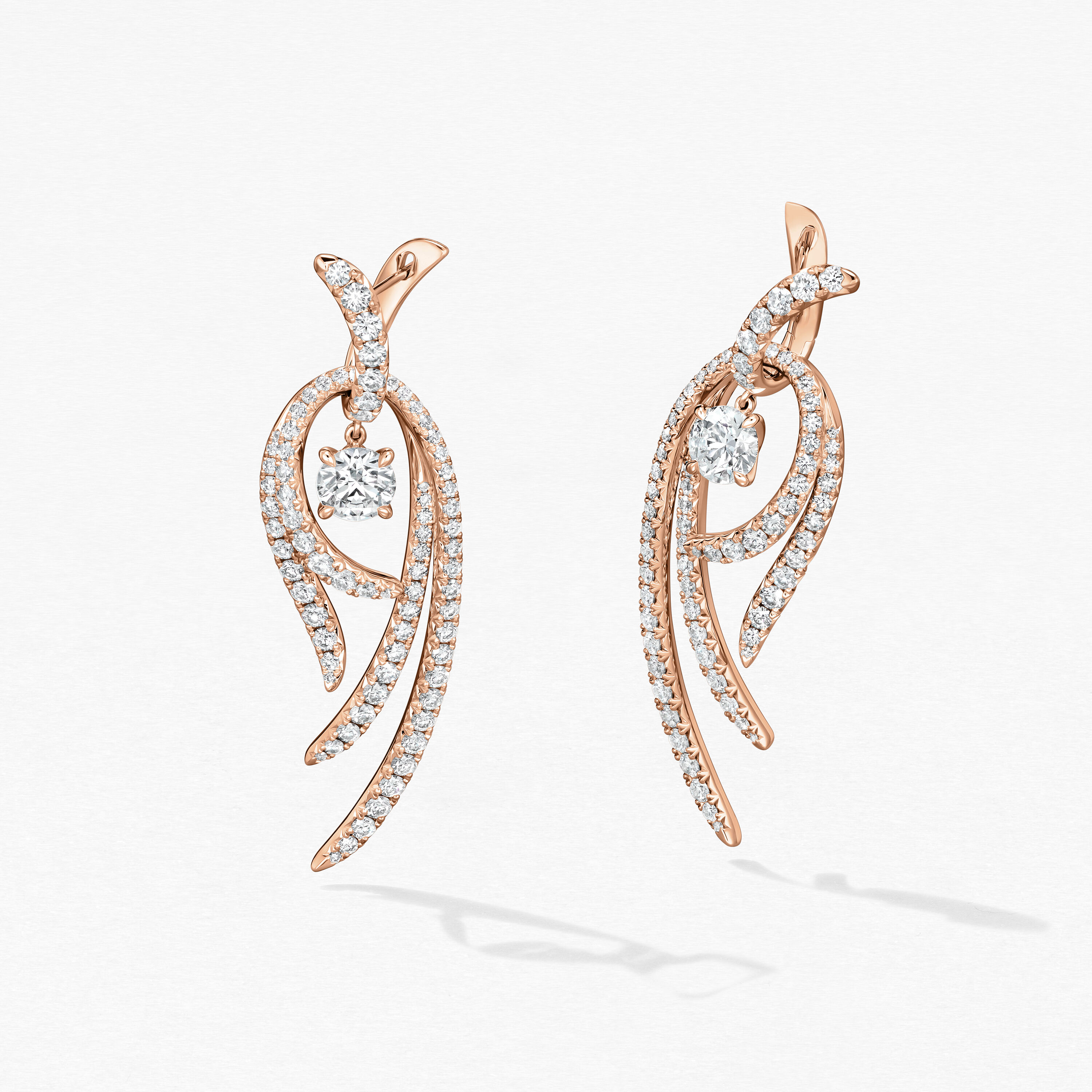 Vela Twisted Drop Earrings, Large, 18K Rose Gold, large