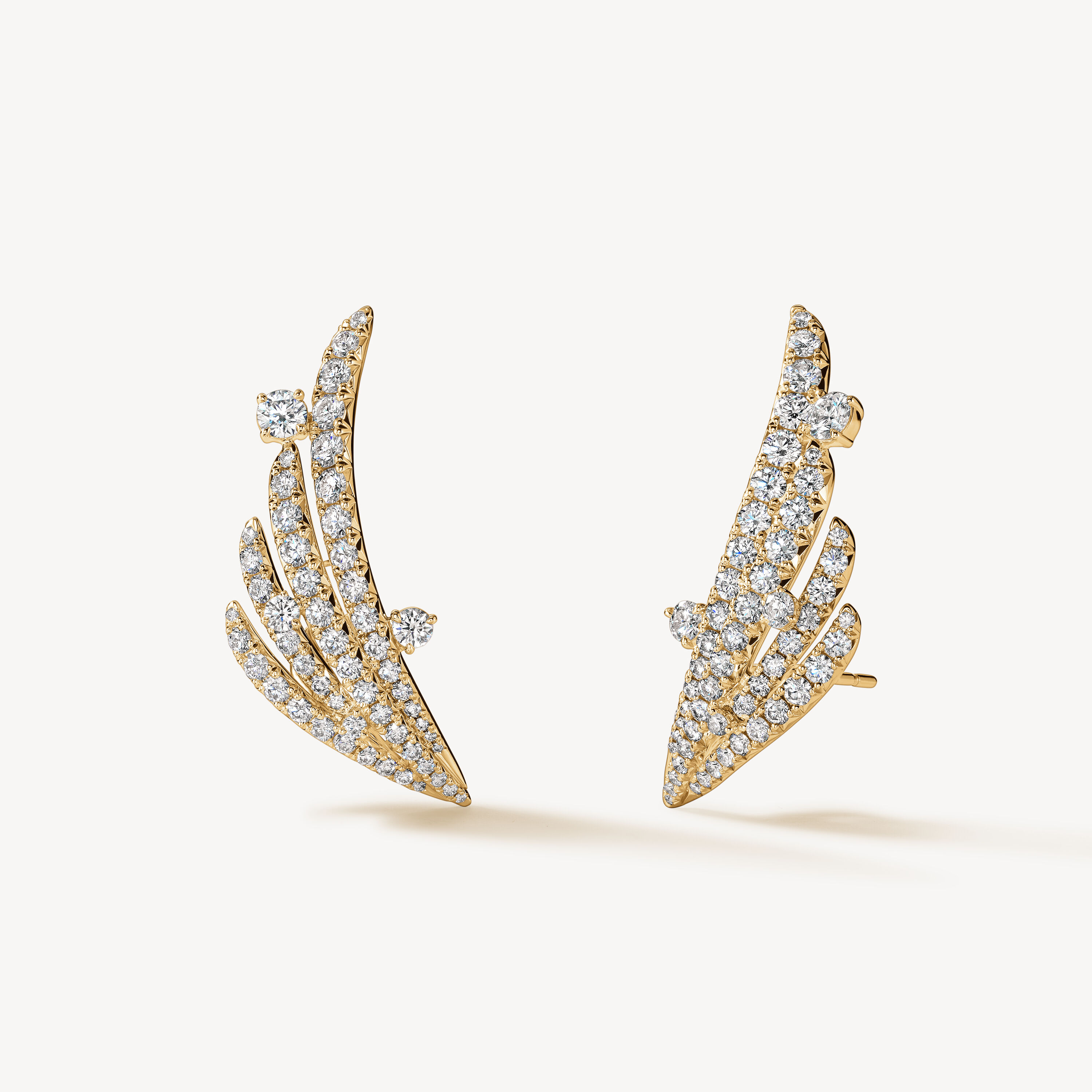 VELA French Cut Pav&eacute; Floating Diamond Climber Earrings, 18K Yellow Gold, large