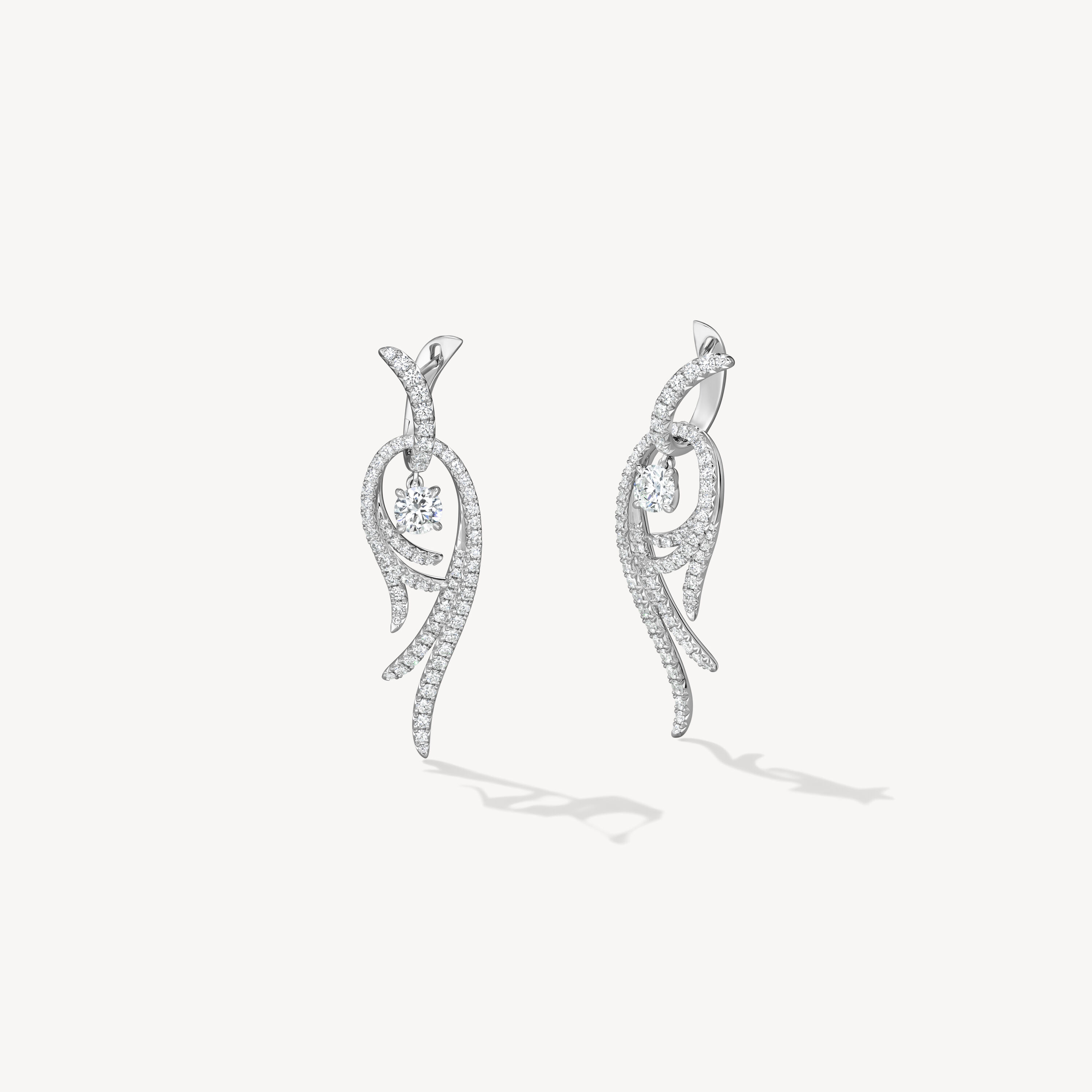 VELA Twisted Drop Earrings, Small, 18K White Gold, large