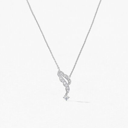 Lorelei Ribbon Pendant, 18K White Gold, large
