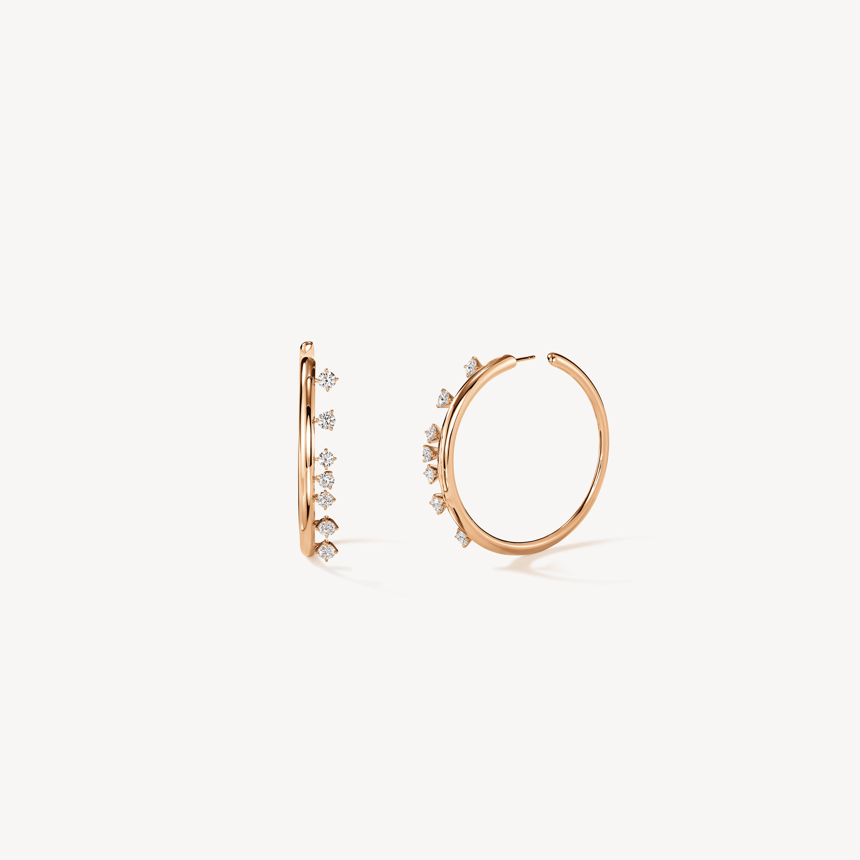 BARRE Floating Diamond Medium Hoops, 18K Rose Gold, large