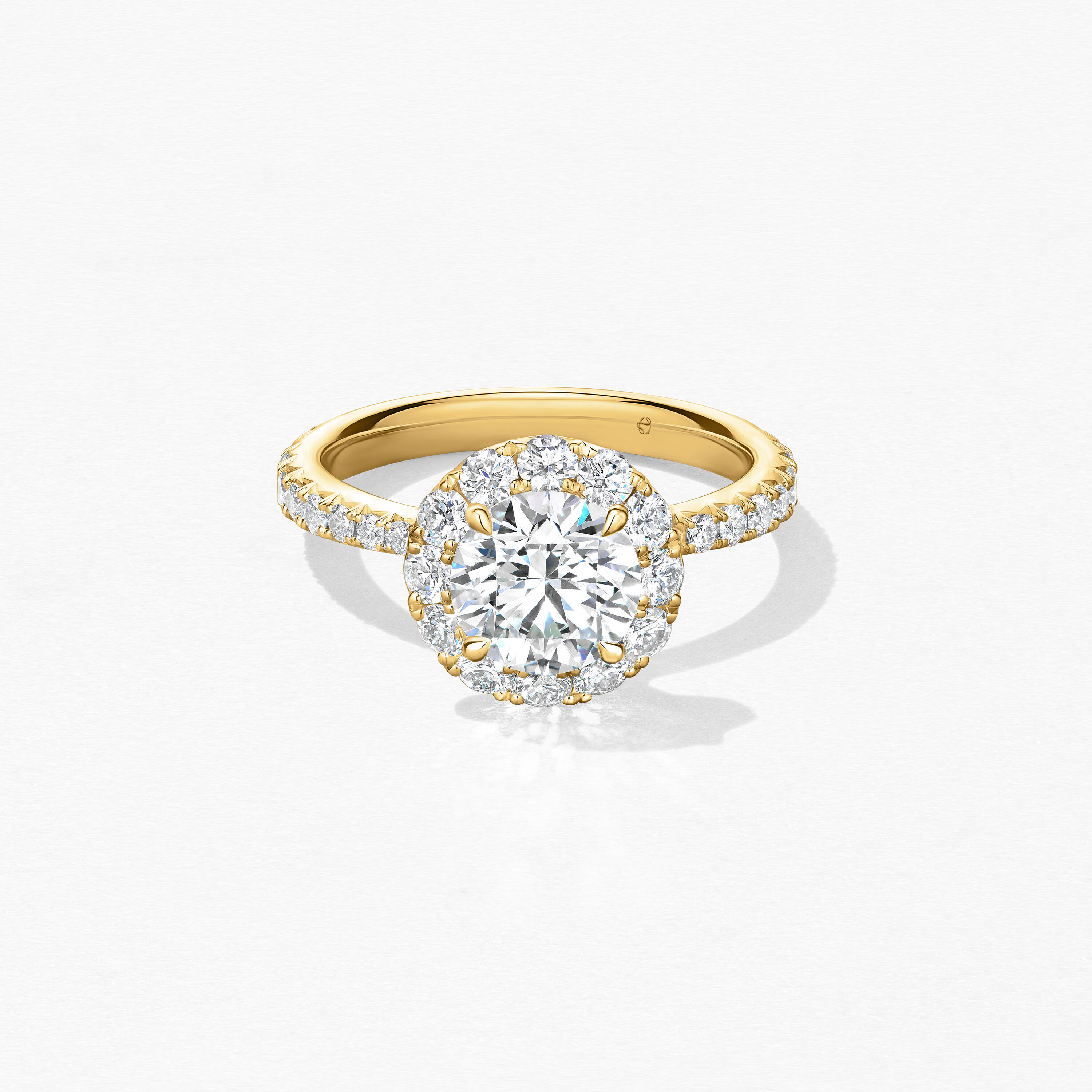 Vela Halo Ring with Diamond Band, 18K Yellow Gold, large