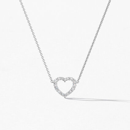 Signature Heart Pendant - Medium, 18K White Gold, large