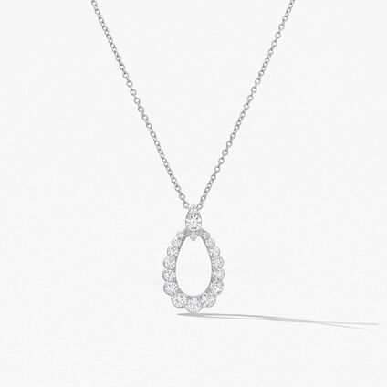 Aerial Regal Teardrop Pendant, 18K White Gold, large