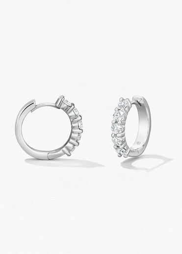 Small Mini Hoop Earrings, 18K White Gold Small Mini Hoop Earrings, 18K White Gold, large