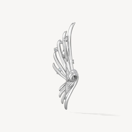 VELA French Cut Pav&eacute; Convertible Brooch, 18K White Gold, large