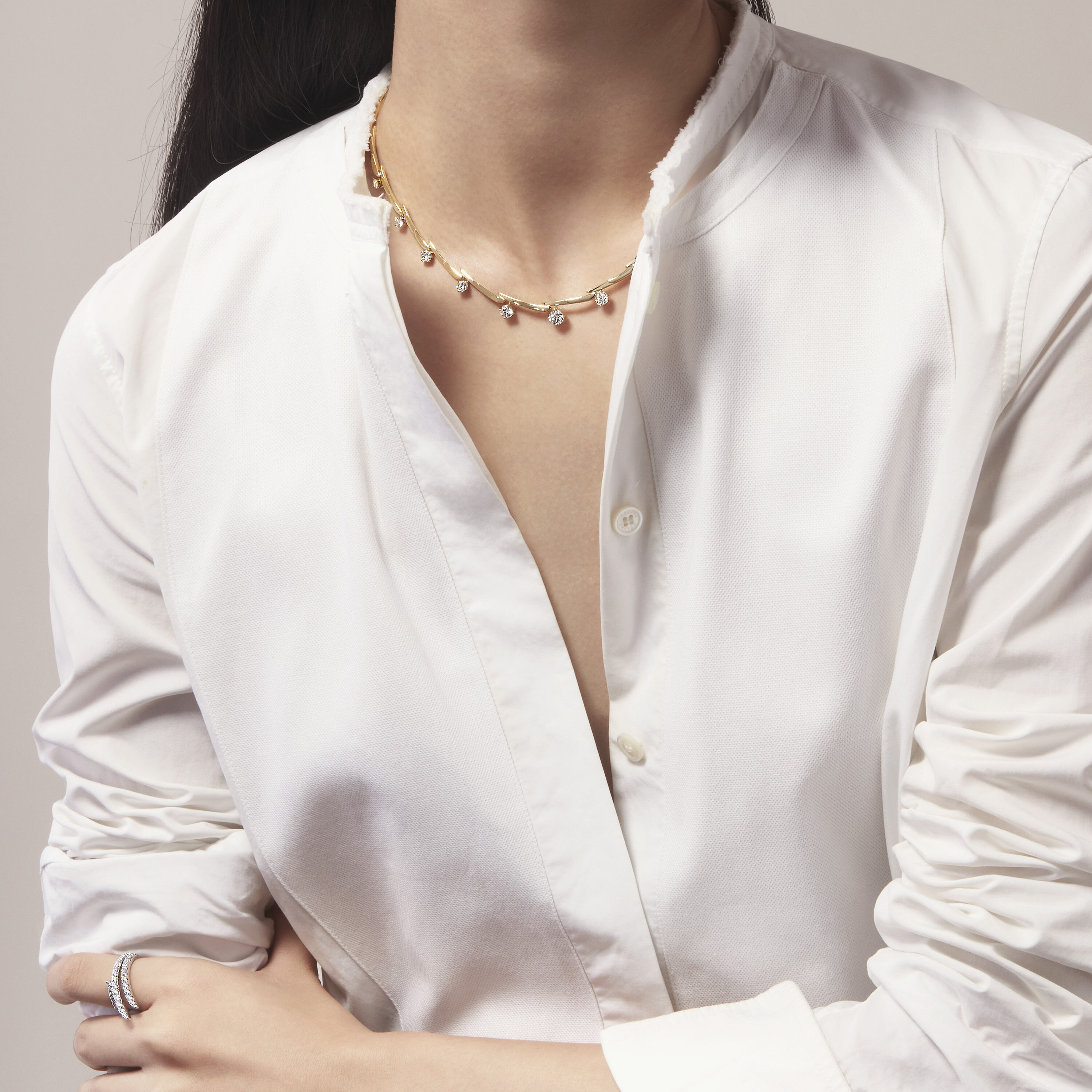 Vela Crossover Necklace, 18K Rose Gold, large