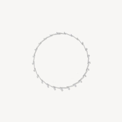 VELA Crossover French Cut Pav&eacute; Necklace, 18K White Gold, large