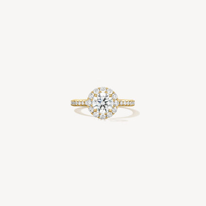 VELA Halo Ring With Diamond Band, 18K Yellow Gold, large