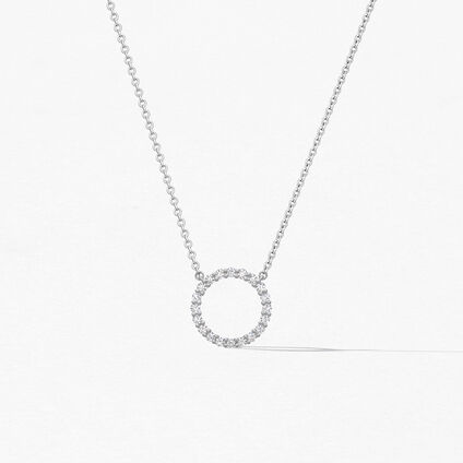 Signature Circle Pendant - Medium, 18K White Gold, large