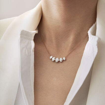 Ellipse Diamond Necklace, 18K White Gold, large
