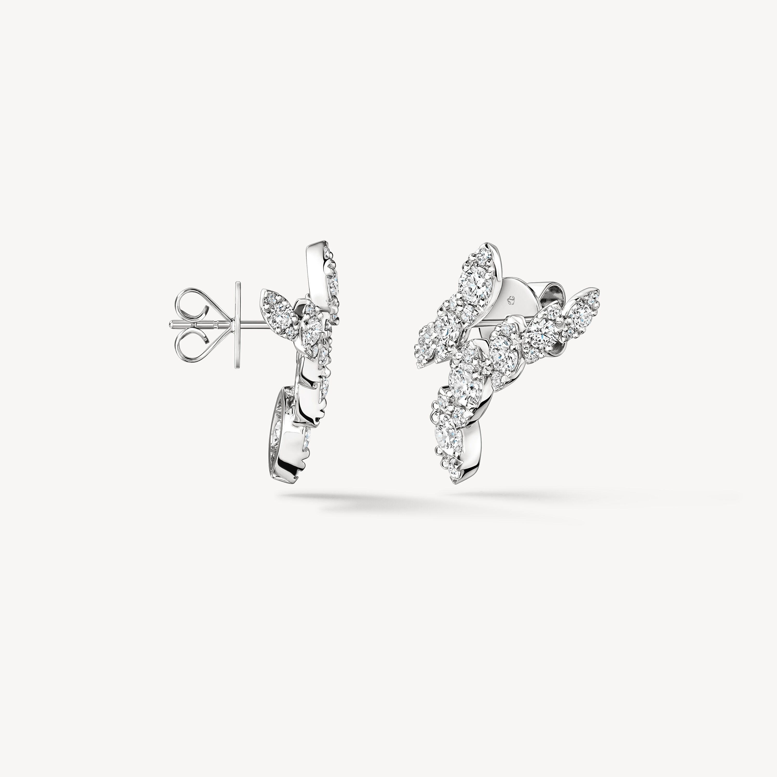 Bypass Earrings, 18K White Gold, large