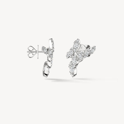 Bypass Earrings, 18K White Gold, large