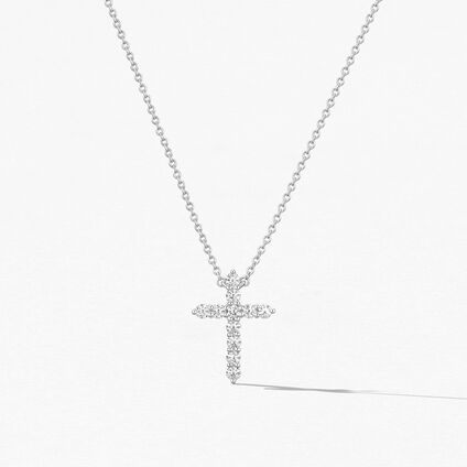 Signature Cross Pendant - Large, 18K White Gold, large