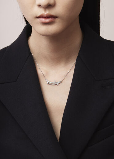 VELA French Cut Pavé Floating Diamond Pendant Necklace, 18K Rose Gold VELA French Cut Pavé Floating Diamond Pendant Necklace, 18K Rose Gold, large