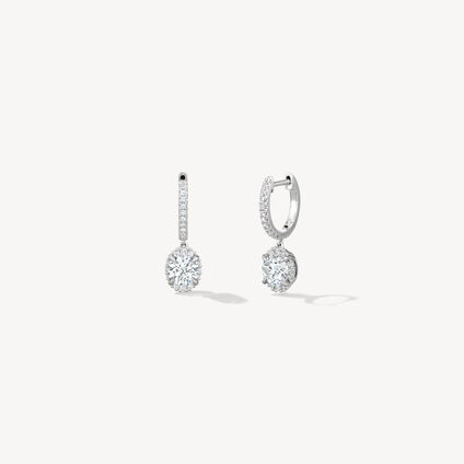 Ellipse Diamond Leaverback Earrings, 18K White Gold, large
