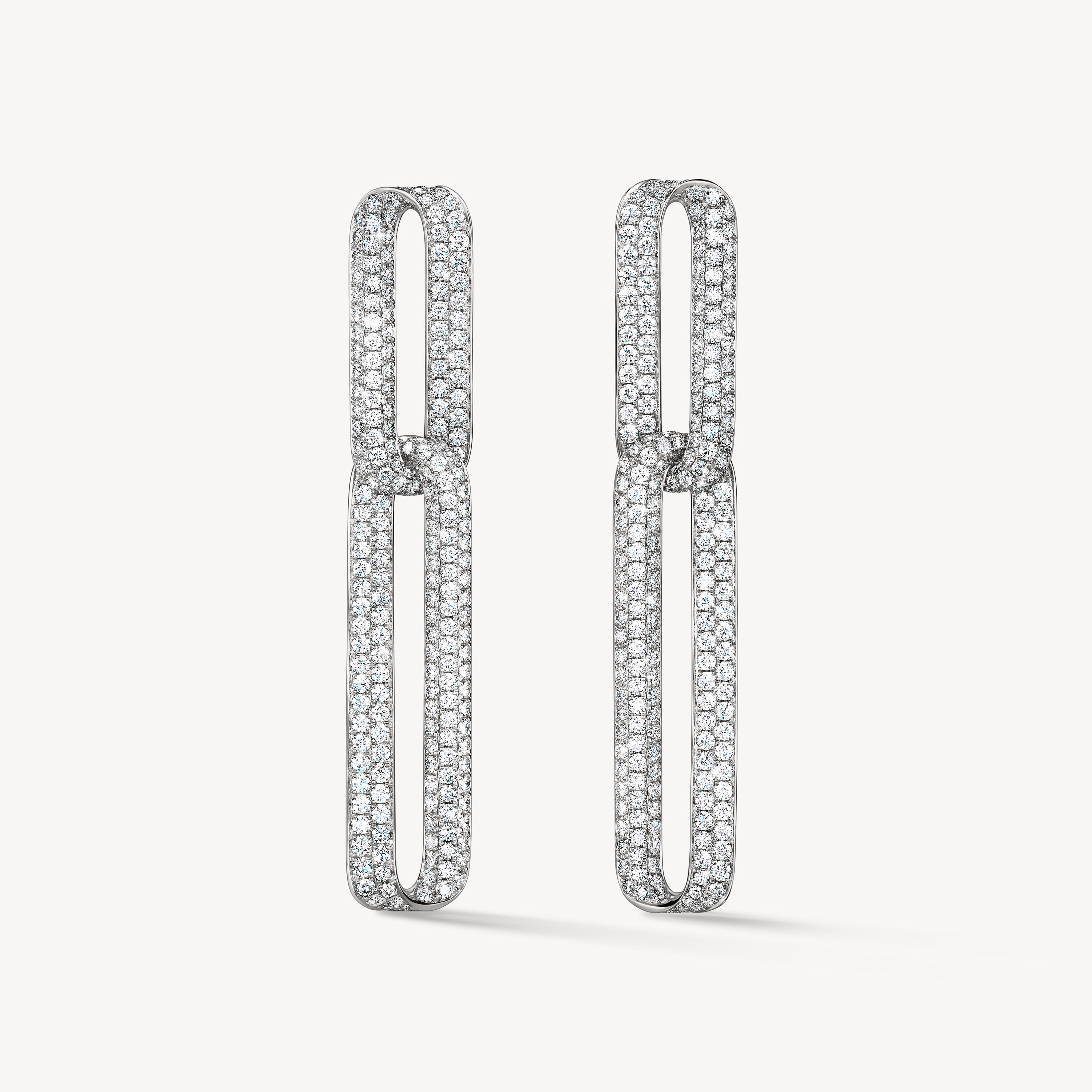 INSIDE/OUT Pav&eacute; Link Earrings, 18K White Gold, large