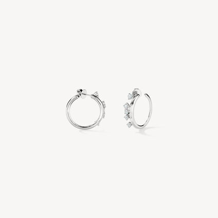 BARRE Floating Diamond Small Hoops, 18K White Gold, large
