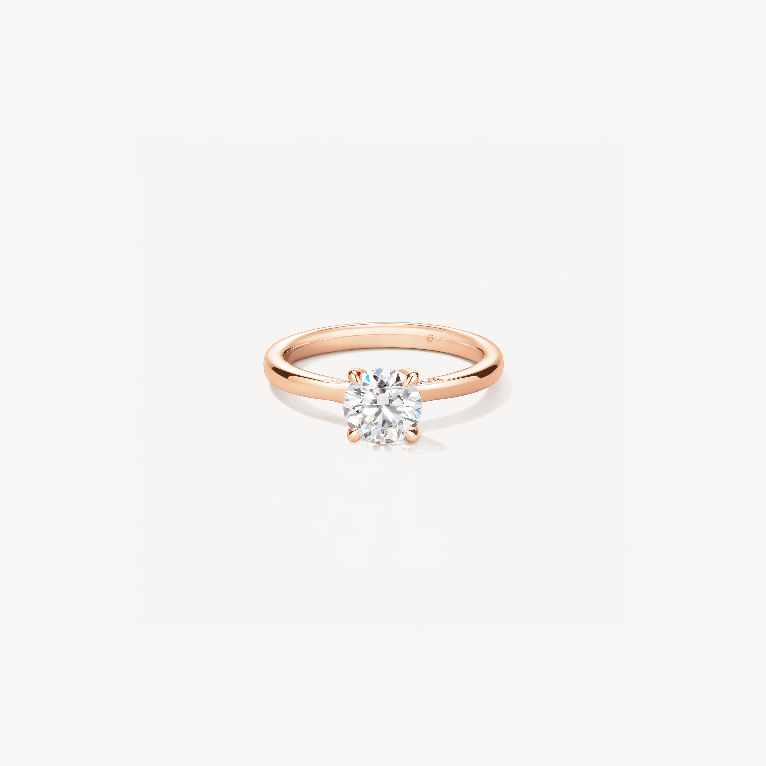 VELA Solitaire Ring With Diamond Gallery, 18K Rose Gold, large