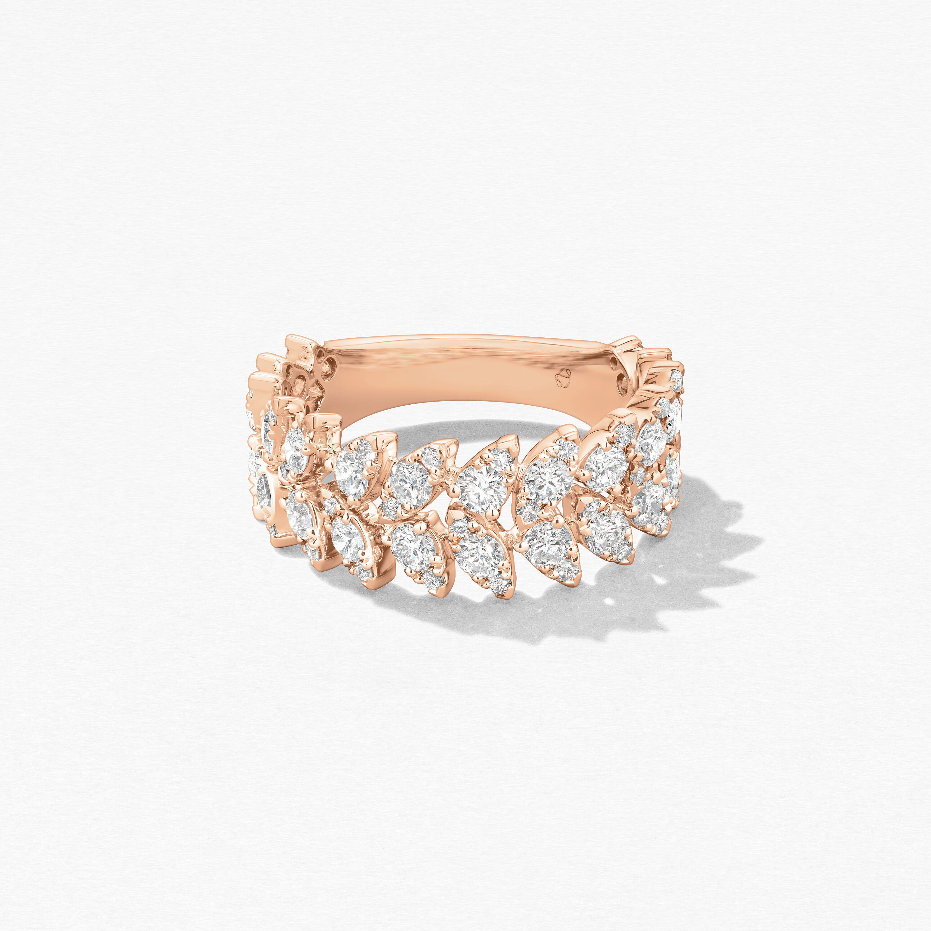 AERIAL Double Dewdrop Ring, 18K Rose Gold, large