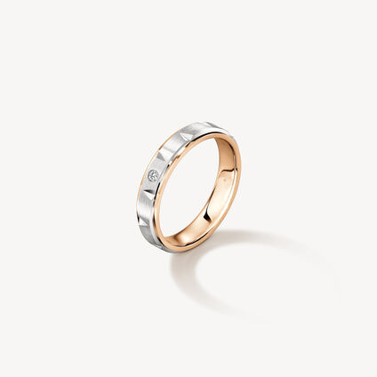 Love Chevron Wedding Band , 18K Rose Gold w/Platinum, large
