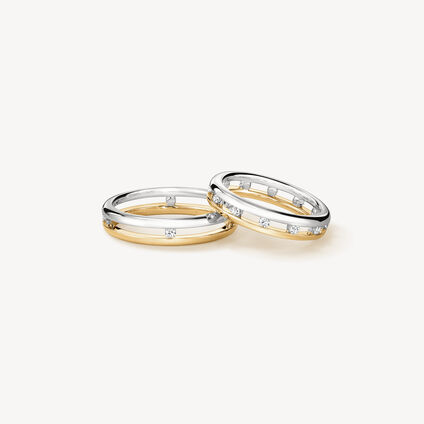 LOVE Floating Diamond Eternity Wedding Band, 18k Yellow Gold w/Platinum, large