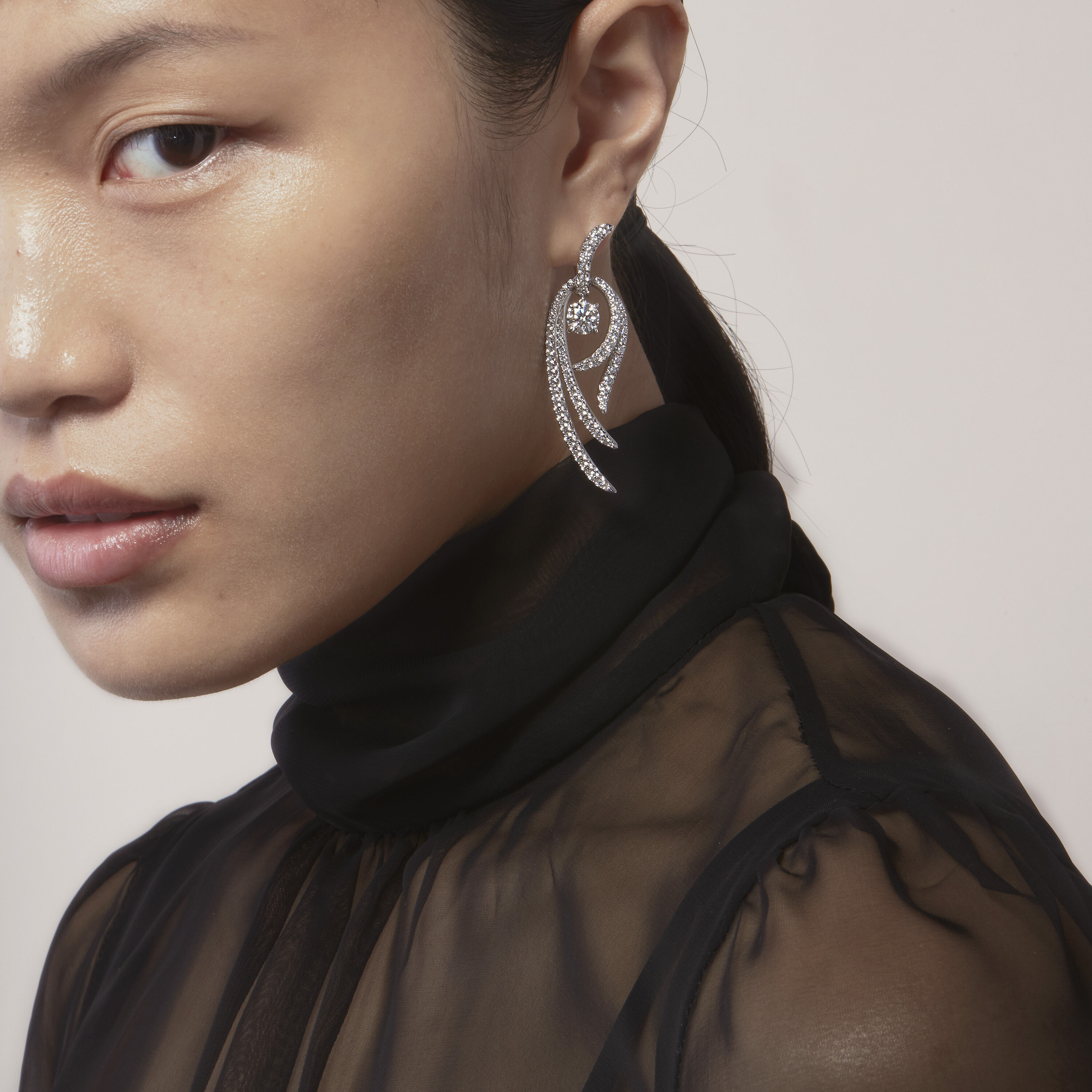 Vela Twisted Drop Earrings, Large, 18K Rose Gold, large