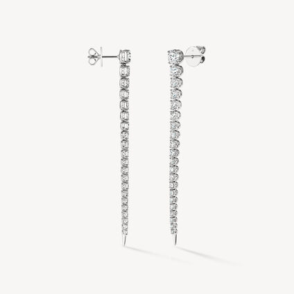 Icicle Diamond Drop Earrings, Long, 18K White Gold, large