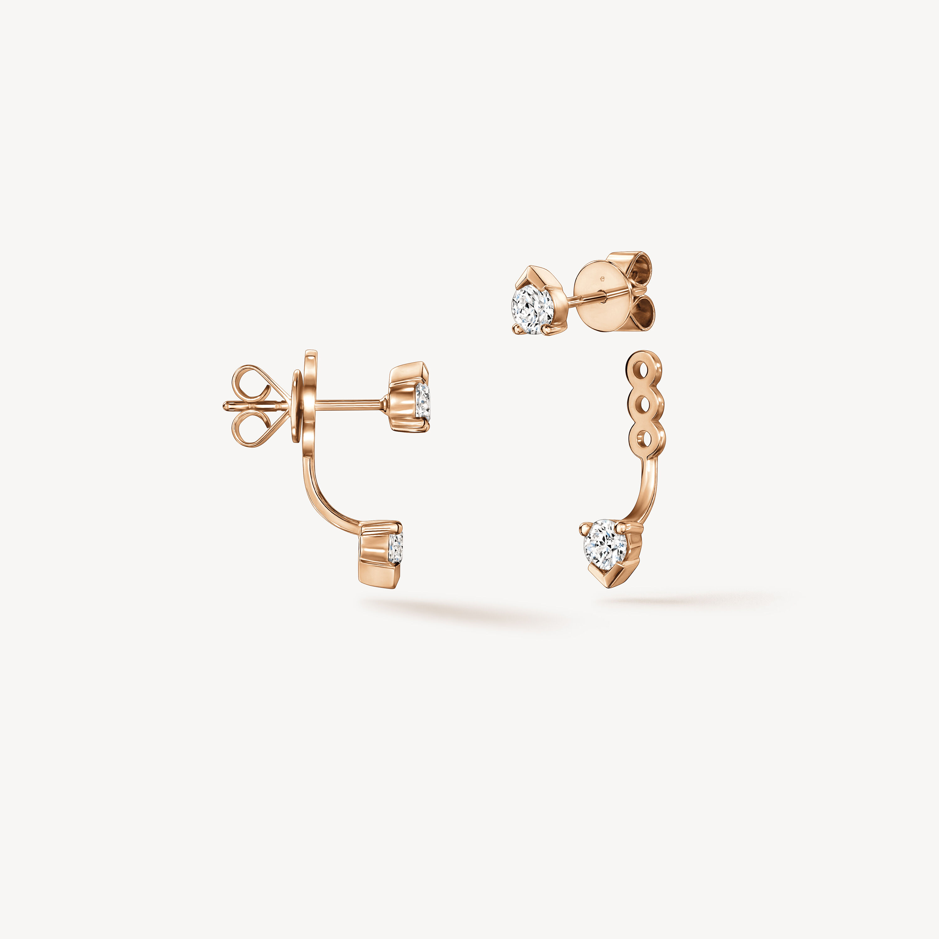 Aerial Floating Ear Jackets, 18K Rose Gold, large